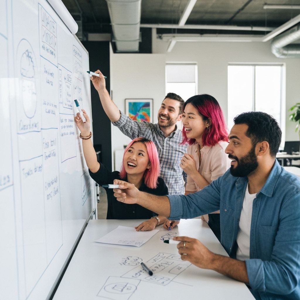 Equipo creativo trabajando